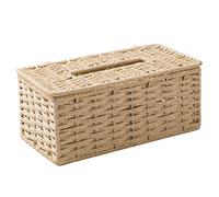 DKSooozs Rattan Tissue Box, Vintage Napkin Holder, Case Clutter Storage Container Cover, Living Room Desk Decoration (Beige)