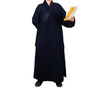DKTCNRSP Unisex Traditional Buddhist Monk Robe Autumn Winter Warm Comfortable Double-sided Velvet Taoist Robe(Dark Blue,M)