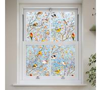 DKTIE 3D Window Film Bird and Plant Pattern Colored Window Film (01-Rainbow, 90x200cm)