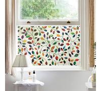 dktie 3D Window Film Privacy Stained Glass Window Film Decorative Frosted Window Clings Vinyl No Glue Static Cling, Removable for Room Decor, Bathroom, Kids Room, Bedroom 90 x 200 cm