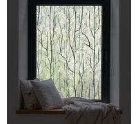 dktie 3D Window Privacy Film Static Cling Window Film No-Glue Frosted Window Film Plants Window Stickers, for Home, Bathroom, Kids Room, Bedroom 44.5x200cm