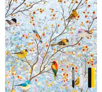 DKTIE Country Rustic Stain Glass Window Film for Glass Two-Way Privacy Day and Night 2nd Generation Frosted Film UV2 Print Technology Double-Sided Color (A - Rainbow Film, 35.4in X 118.1in)