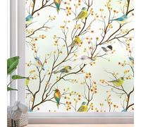 dktie Non-Adhesive Frosted Window Film, Decorative Bird Window Clings Vinyl, No Glue Static Cling Glass Film Removable for Room Décor, Bathroom, Kids Room, Bedroom (White, 90 x 200 cm)