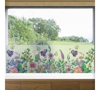 Dktie Privacy Patterned Static Cling Film - Stained Glass & Frosted Window Film, Removable Floral No-Glue Vinyl for Kitchen, Bathroom (05, 44.5x200cm)