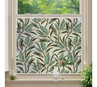 DKTIE Retro Leaves Pattern Two Way Window Film Privacy Day and Night Window Privacy Film Decorative Stained Glass Window Clings for Birds (C590, 17.7" x 78.7")