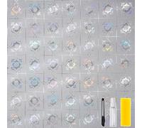 DKTIE Static Cling Etched Faux Stained Glass Window Privacy Film Decorative Films with Rainbow Effect Two-Way Privacy Day and Night Door Window Covering (W640, 17.7in X 78.7in)