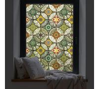 DKTIE Window Film, Non Adhesive Privacy Film, Vinyl, Stained Glass, 44.5x300cm, Yellow, Heat Control, Anti UV, Static Cling