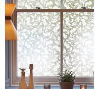 dktie Window Film Privacy Decorative Window Film White Flowers And Vines Pattern Opaque Frosted Glass Film Static Cling, No Glue, Uv Protection, Privacy Protection, Anti-glare 44.5x200cm