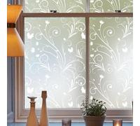 dktie Window Film Privacy Decorative Window Film White Flowers And Vines Pattern Opaque Frosted Glass Film Static Cling, No Glue, Uv Protection, Privacy Protection, Anti-glare 90x200cm
