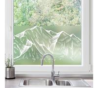 dktie Window Film Privacy Decorative Window Film White Mountain Pattern Opaque Frosted Glass Film Static Cling, No Glue, UV Protection, Privacy Protection, Anti-glare 44.5x200cm