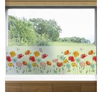 dktie Window Film Privacy Patterned Static Cling Film Stained Glass Window Film Frosted Window Film Removable Floral No-Glue Films Vinyl for Kitchen, Bathroom (03, 44.5x200cm)