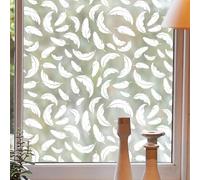 dktie Window Film Privacy Vinyl Frosted Window Film No-Glue Stained Glass Window Film Removable Feather Patterned Static Cling Films for Room Decor, Bathroom, Kids Room, Bedroom, Door 44.5X200CM 03
