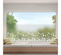 dktie Window Film Privacy Vinyl Frosted Window Film No-Glue Stained Glass Window Film Removable Floral Static Cling Films for Kitchen, Bathroom, Kids Room 44.5X200CM