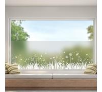 dktie Window Film Privacy Vinyl Frosted Window Film No-Glue Stained Glass Window Film Removable Grass, Dandelion, Butterfly Static Cling Films for Kitchen, Bathroom, Kids Room 44.5X200CM