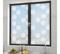 dktie Window Film Privacy Vinyl Frosted Window Film No-Glue Stained Glass Window Film Removable White Dandelion Patterned Static Cling Films for Room Decor, Bathroom, Kids Room, Bedroom 44.5X200CM 03