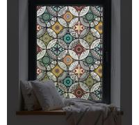 dktie Window Film Vinyl Non Adhesive Privacy Film Stained Glass Window Film for Bathroom Shower Door Heat Cotrol Anti UV 44.5x200cm
