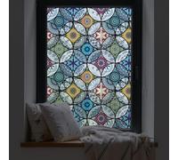 dktie Window Film Vinyl Non Adhesive Privacy Film Stained Glass Window Film for Bathroom Shower Door Heat Cotrol Anti UV 44.5x200cm