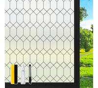 DKTIE Window Privacy Film Stained Glass Frosted Glass Window Clings Moroccan Lattice Decorative Bathroom Door Coverings UV Sun Blocking Heat Control (S593, 35.4in X 78.7in)