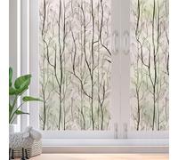 dktie Window Privacy Film Static Cling Window Film No-Glue Frosted Window Film Plants Window Stickers, for Home, Bathroom, Kids Room, Bedroom (Multicolor 01, 90x200cm)