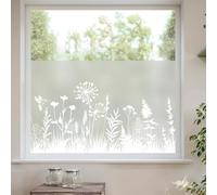 dktie Window Privacy Film White Window Film Plants Window clings Non-Adhesive Reusable Decoration for Room (02, 90x200cm)