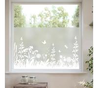 dktie Window Privacy Film White Window Film Plants Window clings Non-Adhesive Reusable Decoration for Room (01, 90x200cm)