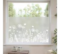 dktie Window Privacy Film White Window Film Plants Window clings Non-Adhesive Reusable Decoration for Room (03, 90x200cm)