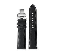 DKWOIS 20 21m 22mm Quick Release Compatible With MIDO M005 M021 Seiko Omega Fiber Nylon Watch Strap Black Orange Cowhide Watchband Men Accessories(Black White silver B,21mm)