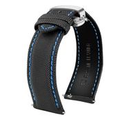 DKWOIS 20mm 21mm 22mm 23mm 24mm Nylon Leather Watchband Compatible With Tag Heuer Citizen no.5 WATCH Men Women Canvas Fabric Watch Strap(Blue line-silver,23mm)