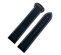 DKWOIS 20mm 22mm Curved End Rubber Watch Band Compatible With Omega Seamaster 300 Hamilton Tudor Seiko Water Ghost Waterproof Strap Watchband(Blue white-black,21mm)