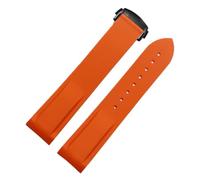 DKWOIS 20mm 22mm Curved End Rubber Watch Band Compatible With Omega Seamaster 300 Hamilton Tudor Seiko Water Ghost Waterproof Strap Watchband(Orange-black,21mm)