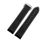 DKWOIS 20mm 22mm Curved End Rubber Watch Band Compatible With Omega Seamaster 300 Hamilton Tudor Seiko Water Ghost Waterproof Strap Watchband(Black white-silver,21mm)