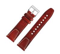 DKWOIS 20mm 22mm Quick Release Vintage Cowhide Watchband Universal Wristband Compatible With/Rolex/Omega/Tudor/Longines Replacement Strap(Red silver,20mm)