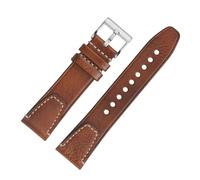 DKWOIS 20mm 22mm Quick Release Vintage Cowhide Watchband Universal Wristband Compatible With/Rolex/Omega/Tudor/Longines Replacement Strap(Red brown silver,20mm)