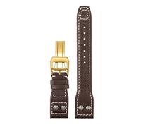 DKWOIS 21mm 22mm Leather Watch Band Compatible With IWC Big Pilot Flamethrower Little Prince Mark 18 Strap Willow Nail Bracelet Blue Black(Brown gold,21mm)