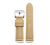 DKWOIS Blue Frosted Vintage Leather watch strap Compatible With Panerai JEEP Breitling Diesel Men's watchband 22mm 24mm 26mm Dark brown khaki(Khaki-silver,22mm)