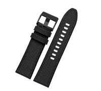 DKWOIS Canvas Silicone Watch Strap Compatible With DIESEL Dz4500 Dz4506 DZ7420 Men's Officer Series 24 26mm 28mm Accessories Nylon Watchband(Black-black buckle,24mm)