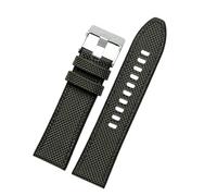 DKWOIS Canvas Silicone Watch Strap Compatible With DIESEL Dz4500 Dz4506 DZ7420 Men's Officer Series 24 26mm 28mm Accessories Nylon Watchband(Army Green-Silvery,26mm)