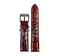 DKWOIS Compatible With Any Crocodile Texture Calfskin Leather Watchband 18mm 20mm 22mm Blue Green Brown Grey Men's Watch Strap Accessories(Brown black,20mm)