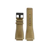 DKWOIS Compatible With Bell & Ross B&R BR-01 BR-03 Strap Leather Watchbands Men's wristband Wrist Belt Bracelet 34 * 24mm Convex(Olive green black)