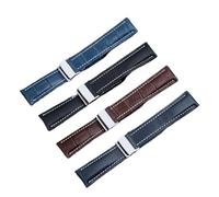 DKWOIS Compatible With Breitling Men's Genuine Leather Watchband Avenger/navitimer Premier Folding Buckle Soft Strap 22mm 24mm Watch Band Bracelet(A orange steel,22mm)