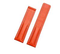 DKWOIS Compatible With Breitling Men's Genuine Leather Watchband Avenger/navitimer Premier Folding Buckle Soft Strap 22mm 24mm Watch Band Bracelet(A orange no clasp,22mm)