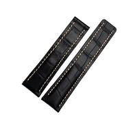 DKWOIS Compatible With Breitling Men's Genuine Leather Watchband Avenger/navitimer Premier Folding Buckle Soft Strap 22mm 24mm Watch Band Bracelet(B Black no clasp,22mm)