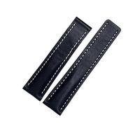 DKWOIS Compatible With Breitling Men's Genuine Leather Watchband Avenger/navitimer Premier Folding Buckle Soft Strap 22mm 24mm Watch Band Bracelet(A blue no clasp,24mm)