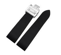 DKWOIS Compatible With Cartier Santos 100 W2020007 Rubber Watch Strap 25mm Black Soft Silicone Stainless Steel Watch Buckle Watchband(Black-Silver Buckle)
