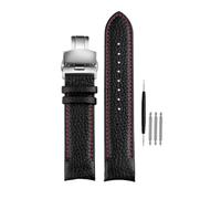 DKWOIS Compatible With Casio EDIFICE EQB-800BL EQB500 EQB501 EQB900 Curved End Litchi Grain Cowhide Watchband Leather Watch Strap 22mm(Black red Black B,EQB 800)