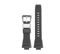 DKWOIS Compatible With Casio Steel Heart GST-B400 Series Modified Resin Silicone Watch Strap Teel Heart Upgraded Steel Ring Pattern Buckle Strap(Black silver)