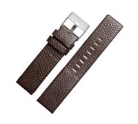 DKWOIS Compatible With DIESEL Genuine Leather Strap DZ7311 DZ7332 DZ4318 DZ4323 Watch Band Black Brown White Men's Bracelet 22mm 24mm 26mm 28mm 30m(Brown silver buckle,30mm)