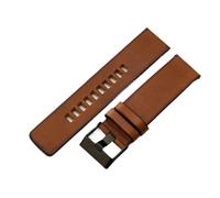 DKWOIS Compatible With Diesel Vintage Cowhide Strap Men's DZ4343 DZ7417 DZ4318 DZ7257 DZ4318 Brown Black Edge Genuine Leather Watchband 22 24 26mm(Brown-black,22mm)