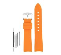 DKWOIS Compatible With G-UCCI GC Bee Red Green 1474 Silicone Watch Strap YA1264033 Arc Mouth Men's and Women's Rubber Watchband 20mm 22mm Bracelet(Orange-silver,22mm)
