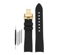 DKWOIS Compatible With G-UCCI GC Bee Red Green 1474 Silicone Watch Strap YA1264033 Arc Mouth Men's and Women's Rubber Watchband 20mm 22mm Bracelet(A-black-gold,22mm)